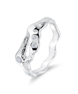 Unique Designed CZ Stone Silver Ring NSR-4056